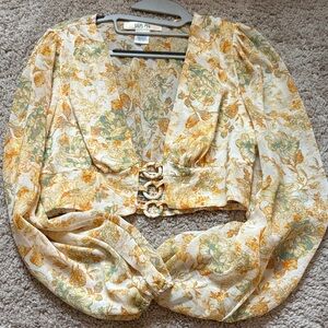 Floral Long Sleeve Crop Top